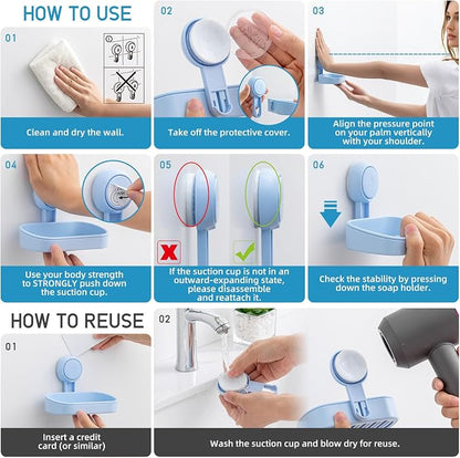LEVERLOC Soap Dish Holder for Shower Suction Cup Wall Mounted Self Draining - Image 5