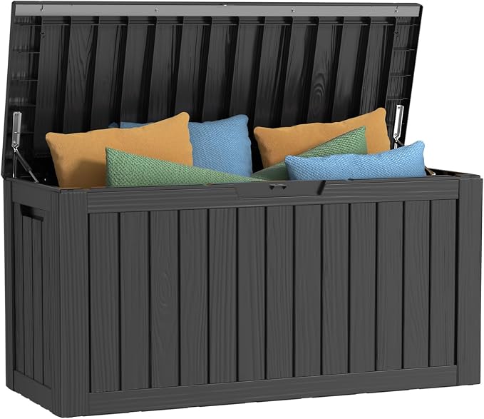 Vixzen 80 Gallon Resin Deck Box, Lockable Outdoor Storage Box by Vixzen