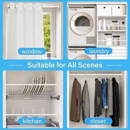2pack Spring Tension Curtain Rods 18-36 Inch Adjustable White Tension Rod | - Image 6