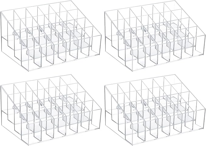 4 Pack Acrylic Lipstick Holder Organizer, 24 Slot Clear Lip Gloss Holder by Unknown