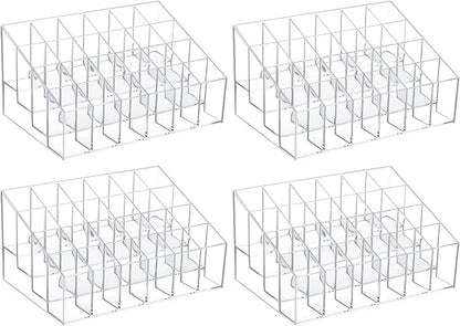 4 Pack Acrylic Lipstick Holder Organizer, 24 Slot Clear Lip Gloss Holder by Unknown