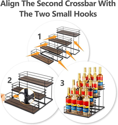 16 Bottle Capacity Coffee Syrup Organizer 4 Tier Coffee Syrup Stand Shelf - Image 4