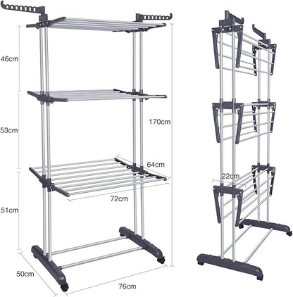 Bigzzia Clothes Drying Rack Folding Drying Rack Clothing 4 Tier Clothes Horses - Image 4