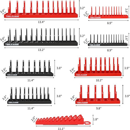 TOOLEAGUE 9Pcs Socket Organizer Tray and Magnetic Wrench Holder Set, 3/8" - Image 2