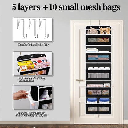 Over The Door Organizer, 5 Shelves Closet Door Hanging Organizer - Image 3