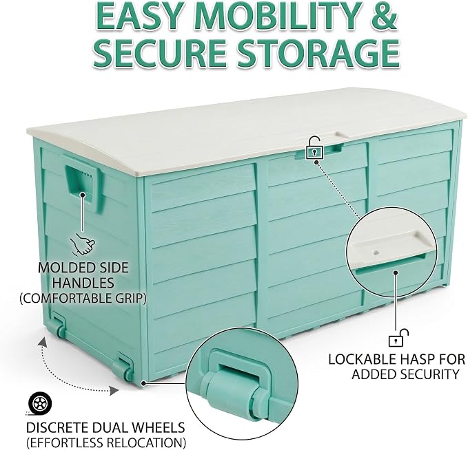 75 Gallon Outdoor Storage Deck Box, Weatherproof Resin Garden Storage Bin - Image 3