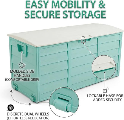 75 Gallon Outdoor Storage Deck Box, Weatherproof Resin Garden Storage Bin - Image 3