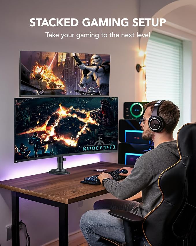 HUANUO Dual Monitor Arm for 13-32 inch Screens, Holds 19.8lb, Adjustable - Image 5