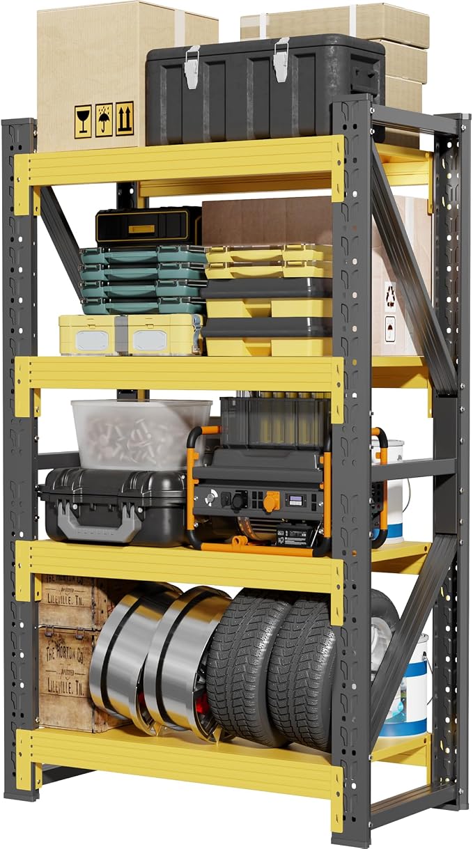 48" W Garage Shelving, 4-Tier Heavy Duty Storage Shelves Unit - Image 9