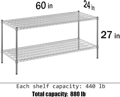 24" Deep x 60" Wide x 27" Height Wire Shelving Kit | 2-Tier | NSF Commercial - Image 3