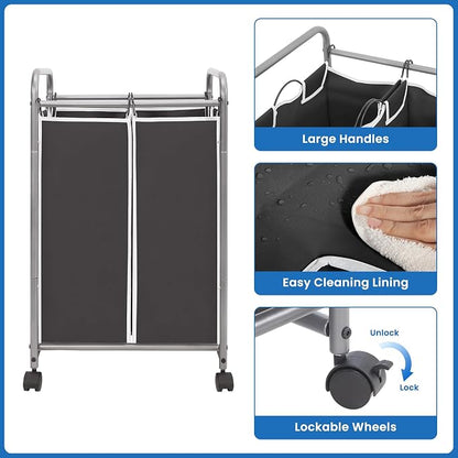 STORAGE MANIAC Laundry Sorter 2 Section, 90L Laundry Hamper - Image 6