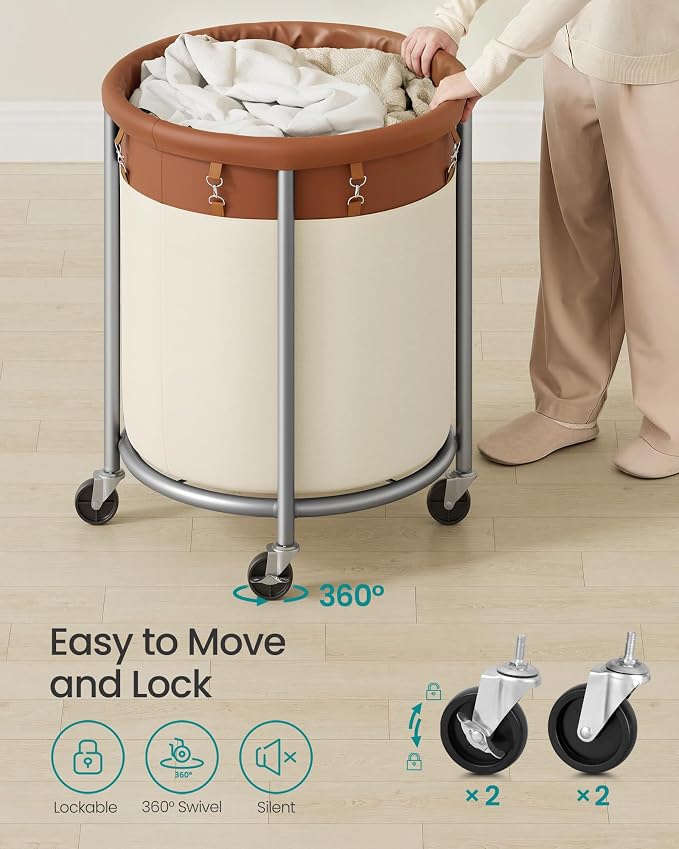 SONGMICS Laundry Basket, Rolling Steel Frame - Image 6