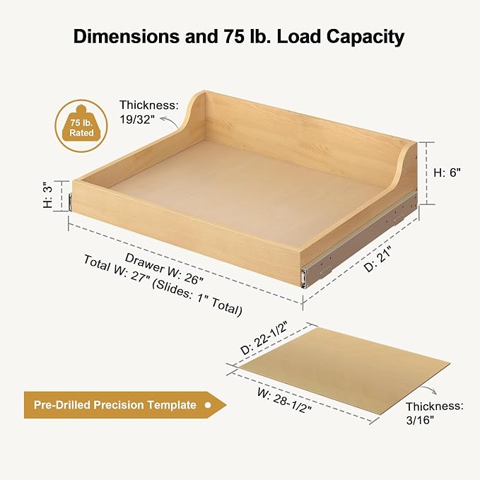 ALINE FURNITURE Birch Pull Out Drawers - Image 2