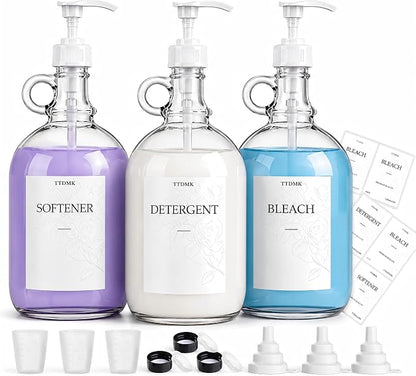 3 Pcs Glass Laundry Detergent Dispenser, Half Gallon Liquid Laundry Soap by TTDMKprovidesyouwithqualit