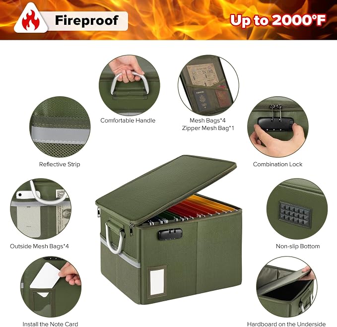 TOMKID Fireproof Document Box, Fire Proof Safe Box - Image 3