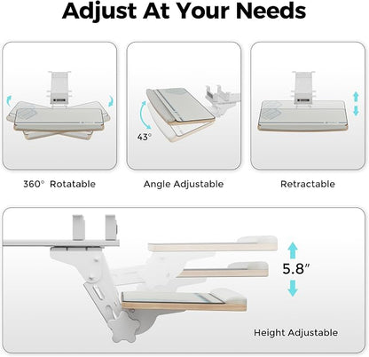 EUREKA ERGONOMIC Keyboard Tray Height Adjustable, Swivel Tilt Computer Keyboard - Image 4