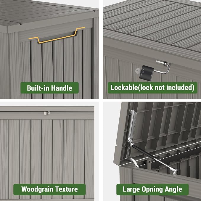 Mars Villa 180 Gallon Outdoor Storage Box, Large Resin Deck Box Waterproof - Image 6