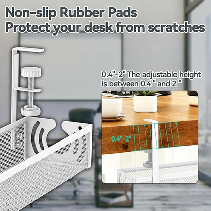 Cable Management, 25.3'' Under Desk Cable Management Tray No Drill, Metal Cable - Image 3