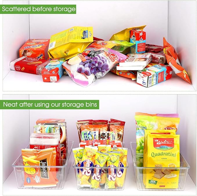Snack Organizer for Pantry Shelf, 4 Pack Clear Plastic Pantry Storage Bins - Image 5