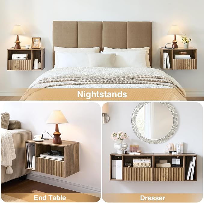 Floating Nightstand with Charging Station - Image 3