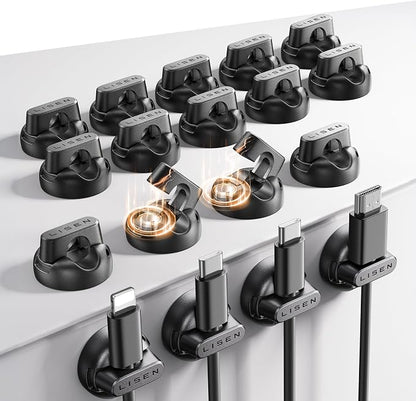 18-Pack Magnetic Cable Clips Cord Holder, LISEN Office Desk Organizers and by Lisen