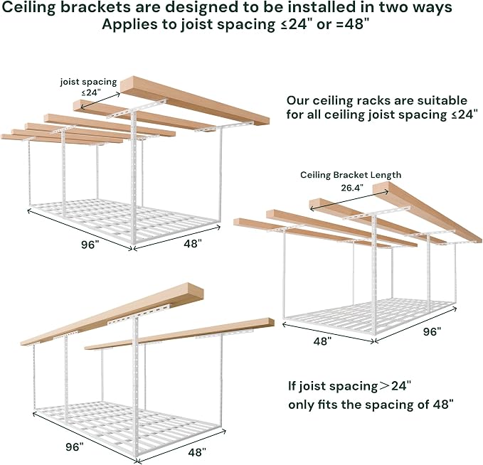 SunsGrove 4x8 Overhead Garage Storage Rack Organization, Adjustable Ceiling - Image 7
