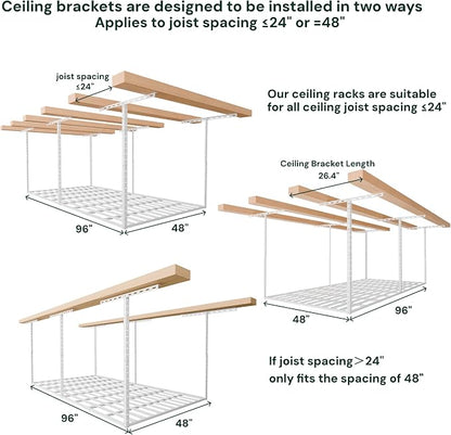 SunsGrove 4x8 Overhead Garage Storage Rack Organization, Adjustable Ceiling - Image 7