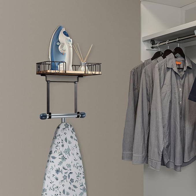 TJ.MOREE Ironing Board Hanger Metal Wall Mount Iron and Ironing Board Holder - Image 3