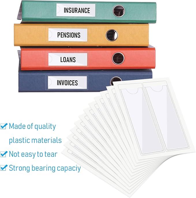 Chinco 50 Pack 1" x 3" Clear Adhesive Pockets, Index Card Pockets - Image 6
