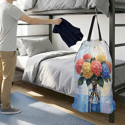 Floral XL Laundry Bag Hydrangeas Flower in Bottle Spring Summer Machine - Image 3
