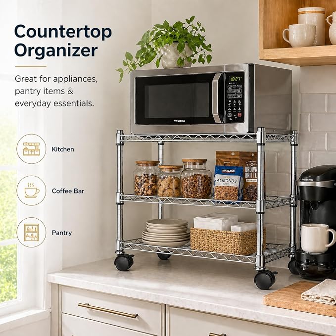 Simple Deluxe 3-Tier Storage Shelves, 750 Lbs Loading Capacity, 24.02" W x - Image 3