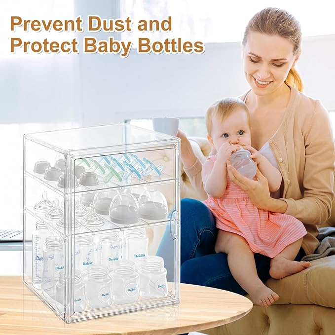 ERTIUANIO Baby Bottle Organizer – 3 Tier Acrylic Bottle Storage Organizer - Image 4