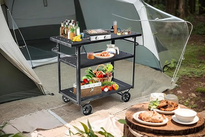 Industrial 3 Tier Mobile Bar Cart Rustic Metal Serving Cart - Image 4