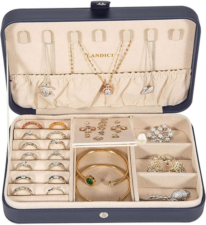 LANDICI Small Jewelry Box for Women Girls, PU Leather Travel Jewelry Case - Image 2