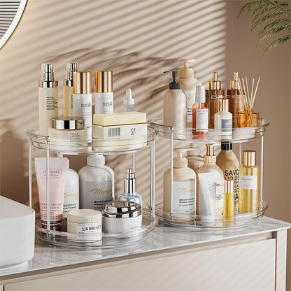 LAMU Rotating Makeup Organizer for Vanity, 10.6in 2 Tier Lazy Susan Turntable - Image 5
