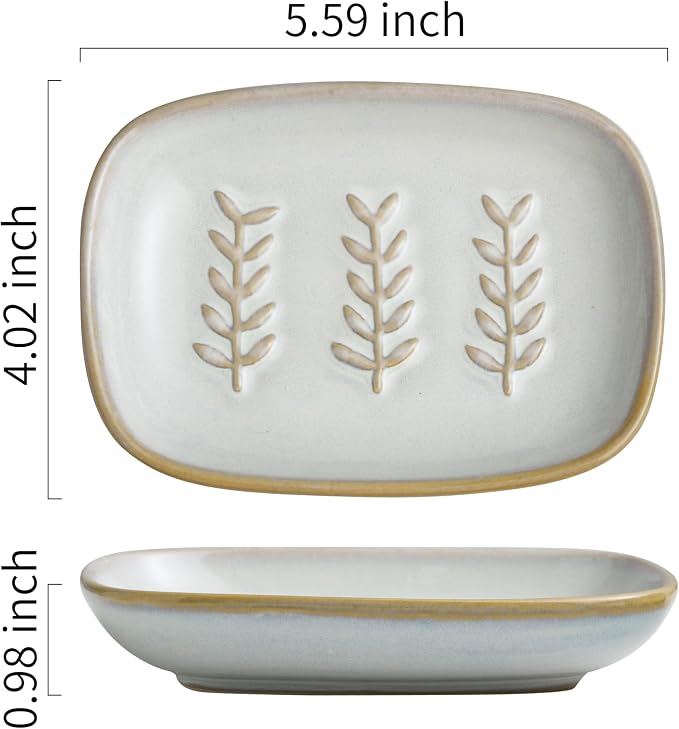 Soap Dish Bar Cleaner Dish for Shower, Ceramic Soap Dishes for Bar Shampoo or - Image 2