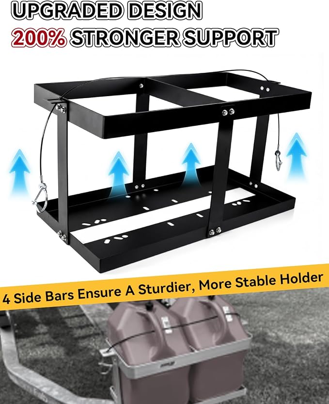Gas Can 5 Gallon Fuel Container Holder, Fits Two 5 Gallon Gas Can, Compatible - Image 2