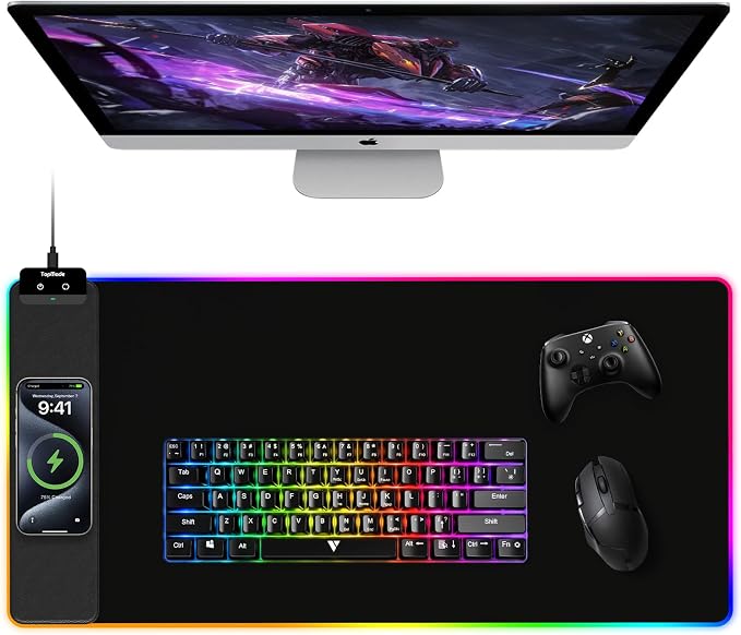 TopMade Mouse Pad with Wireless Charging, 31.5" x 15.75" Large Desk Mat RGB by TopmadeProduct-Ordernow