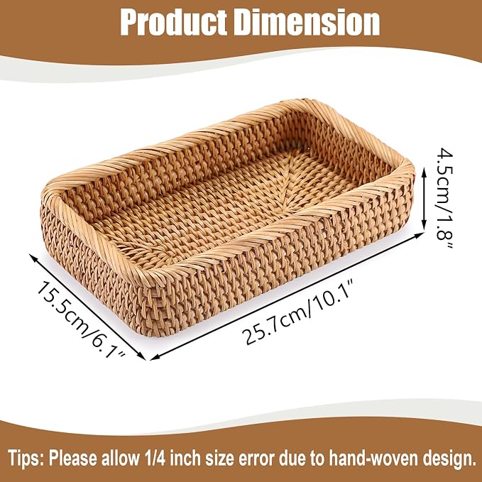 BTSKY Small Remote Basket for Coffee Table Entryway Living Room Rattan Serving - Image 4