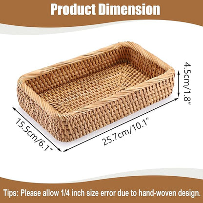 BTSKY Small Remote Basket for Coffee Table Entryway Living Room Rattan Serving - Image 4