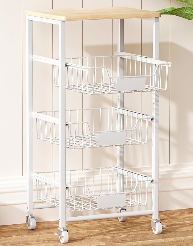 4-Tier Small Kitchen Storage Cart on Wheels - Image 9