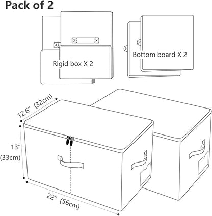 Pack of 2, Folding Clothing Wardrobe Storage Bins - Image 2