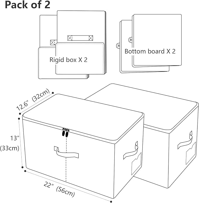 iwill CREATE PRO Pack of 2, Zip Lidded Wardrobe Storage Bins, Collapsible - Image 2