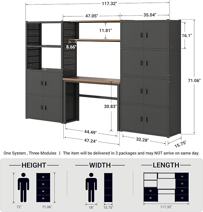 FLEXIMOUNTS 117"W Modular Garage Storage Cabinet - Image 2