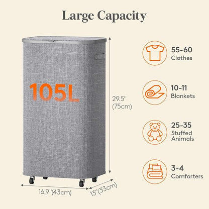 Lifewit 105L Plastic Laundry Basket - Image 4