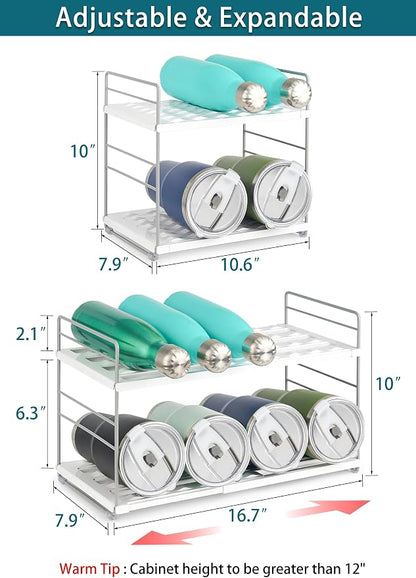 Water Bottle Organizer For Cabinet, Adjustable Tumbler Storage, Expandable - Image 2