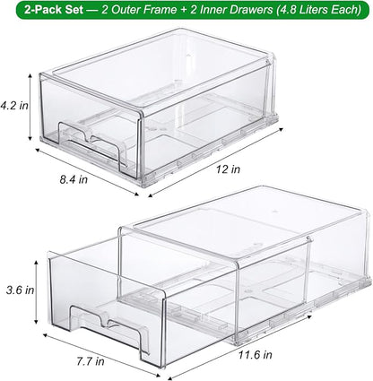Taiuloo 2 Pack Stackable Refrigerator Organizer Bins - Image 2