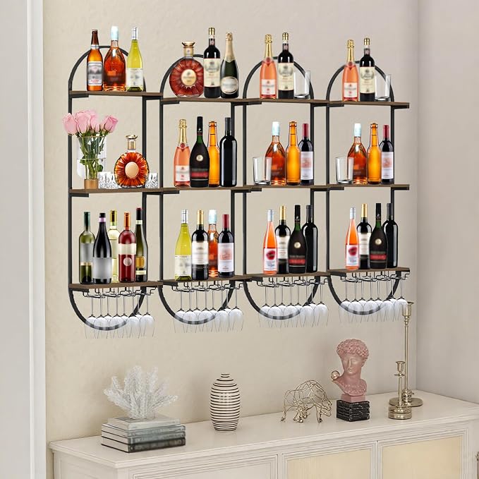 Wall Mount Wine Rack, 3-Tier Metal Oval Design Wine Rack Wall Mounted, Wine - Image 5