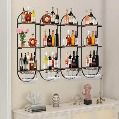 Wall Mount Wine Rack, 3-Tier Metal Oval Design Wine Rack Wall Mounted, Wine - Image 5