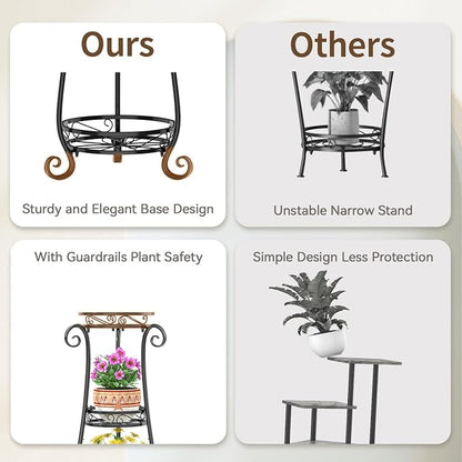 LASZOLA 3 Tier Black Metal Plant Stand - Image 4